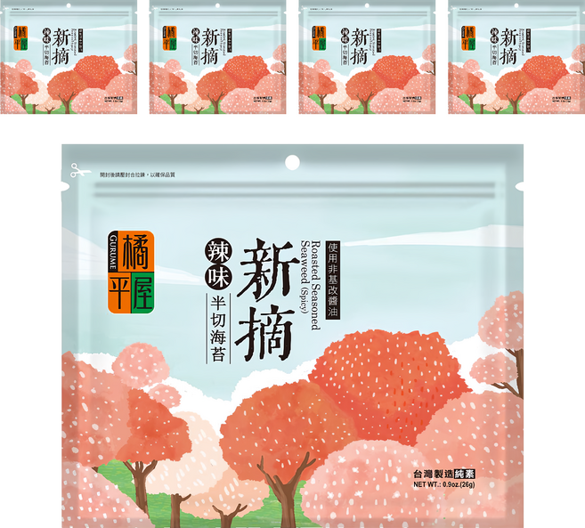 橘平屋 新摘海苔 辣味, 26g, 5包