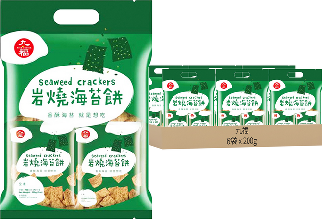 九福 岩燒海苔餅 全素, 200g, 6袋