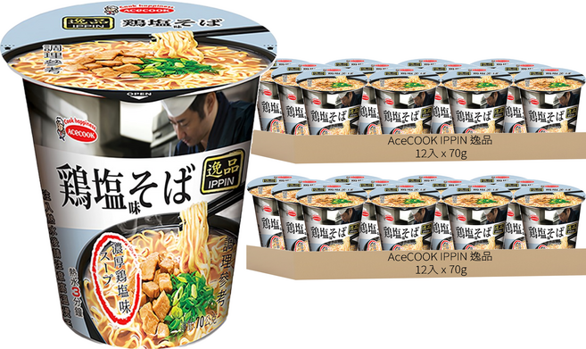 AceCOOK IPPIN 逸品 鹽味雞湯風味杯麵 70g, 24入