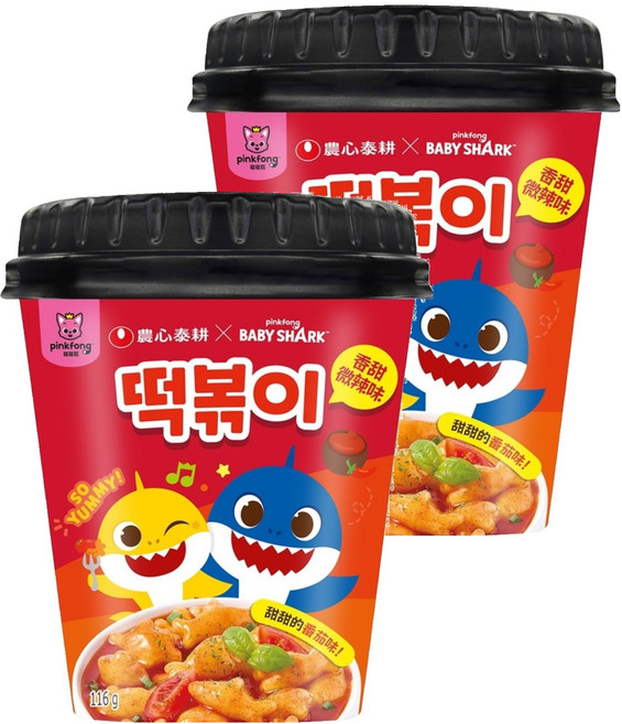TAEKYUNG 泰耕 Baby Shark 炒年糕杯 甜辣味, 2個, 116g