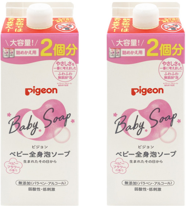 pigeon 貝親 沐浴慕斯 補充包 粉色花香, 800ml, 2盒