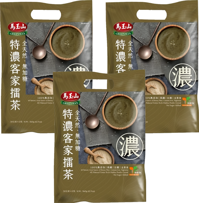 馬玉山 無加糖特濃客家擂茶, 30g, 12包, 3袋