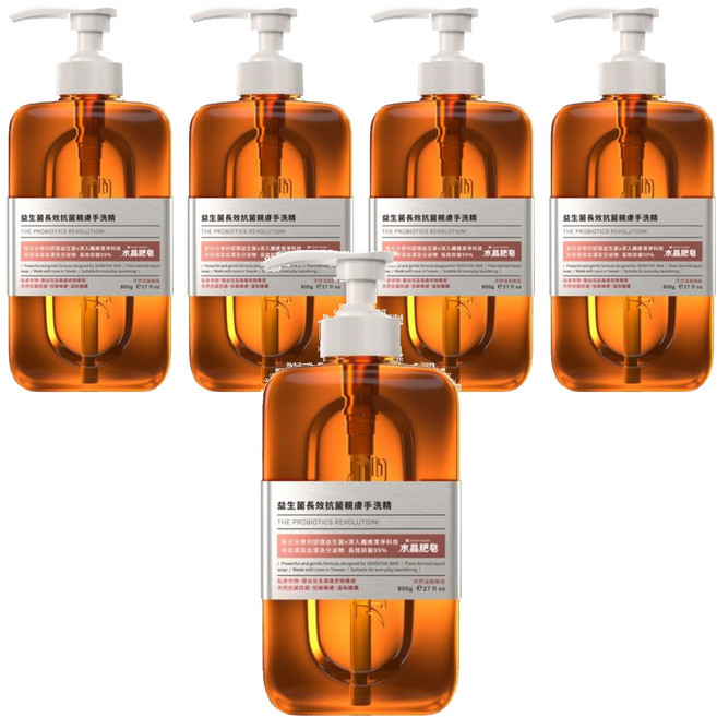 南僑水晶 益生菌長效抗菌親膚手洗精, 800g, 5瓶