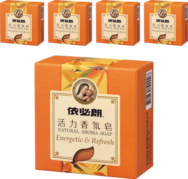 依必朗 活力香氛皂 玻尿酸保濕配方 植物萃取 無防腐劑和酒精 柑橘海洋調香氣, 100g, 5個