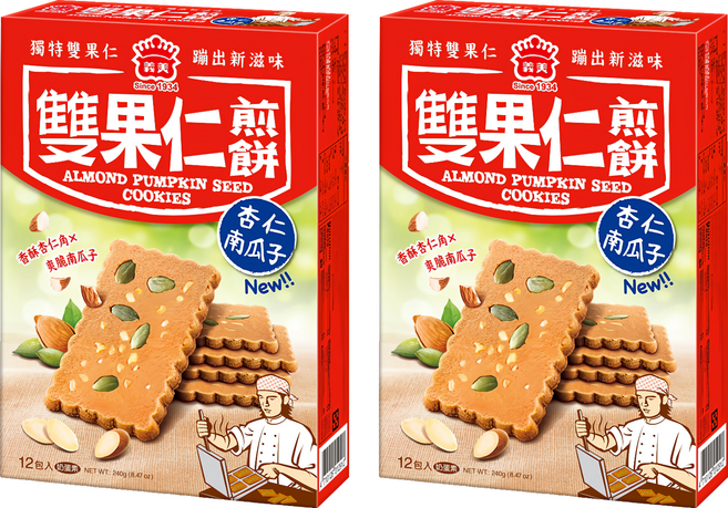 義美 煎餅 杏仁南瓜子 量販, 240g, 2盒