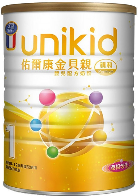 unikid 佑爾康 金貝親嬰兒配方 親和Premium 1號, 850g, 1罐