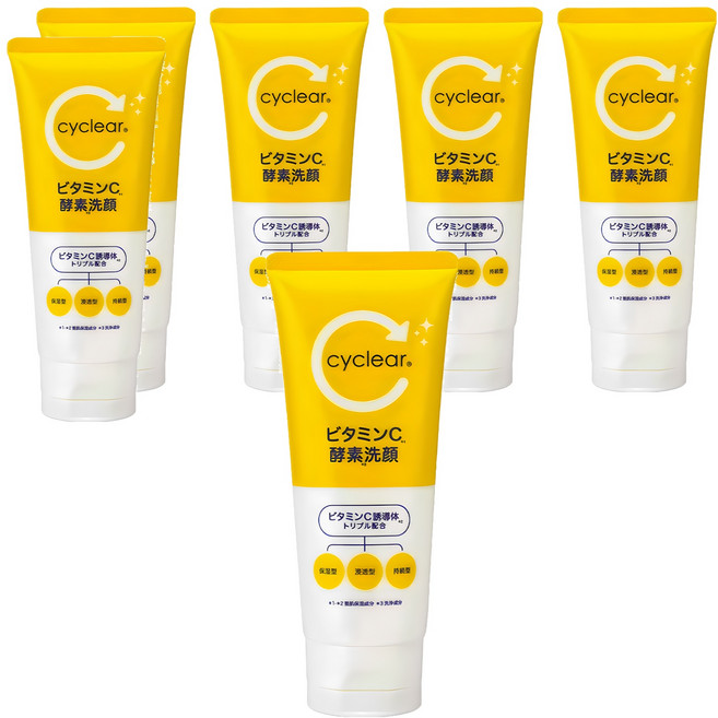 KUMANO 熊野油脂 CYCLEAR維他命C酵素洗面乳, 130g, 6條