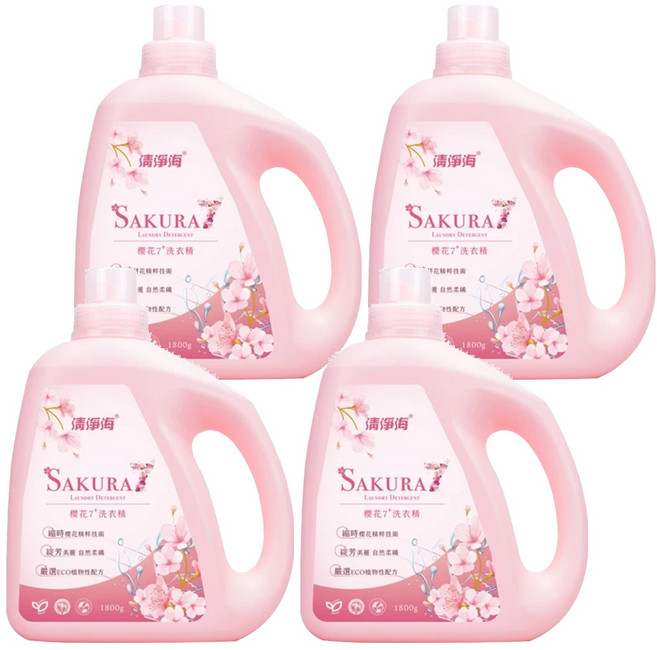 清淨海 櫻花7+系列 洗衣精, 1.8kg, 4瓶