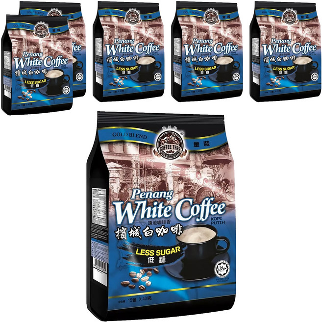 COFFEE TREE 咖啡樹 金裝檳城三合一白咖啡 減糖9%風味, 40g, 15包, 6袋