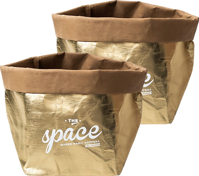 小麥購物 北歐可水洗牛皮紙袋 L2077, 金色, 2個