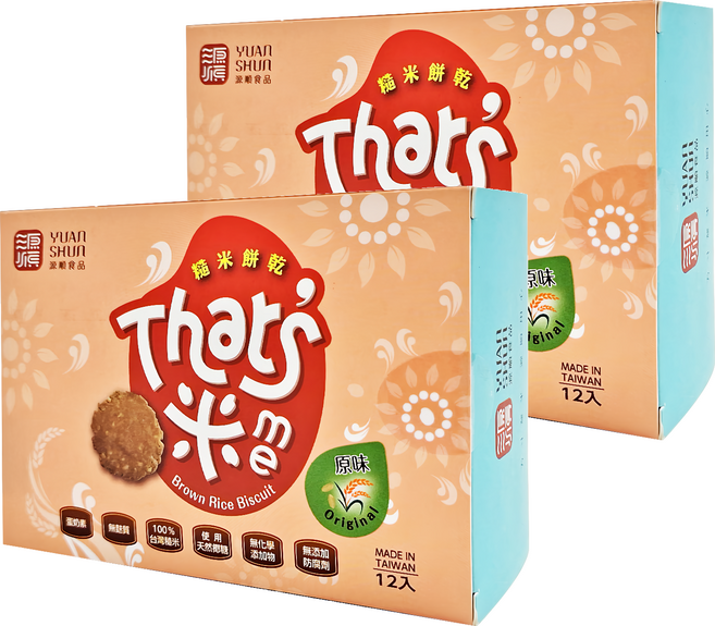 源順食品 手作糙米餅乾 原味 12入, 204g, 2盒