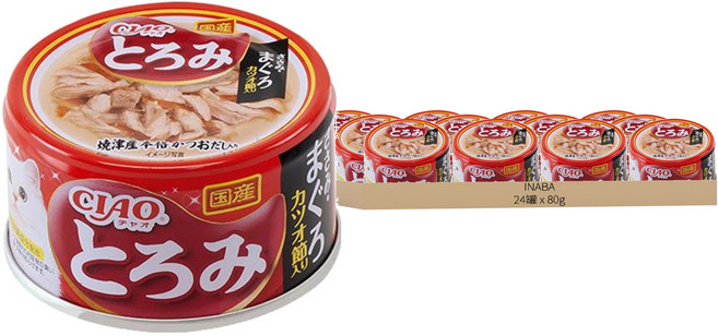 INABA CIAO 啾嚕 多樂米濃湯罐, 雞肉 + 鮪魚 + 柴魚片, 80g, 24罐