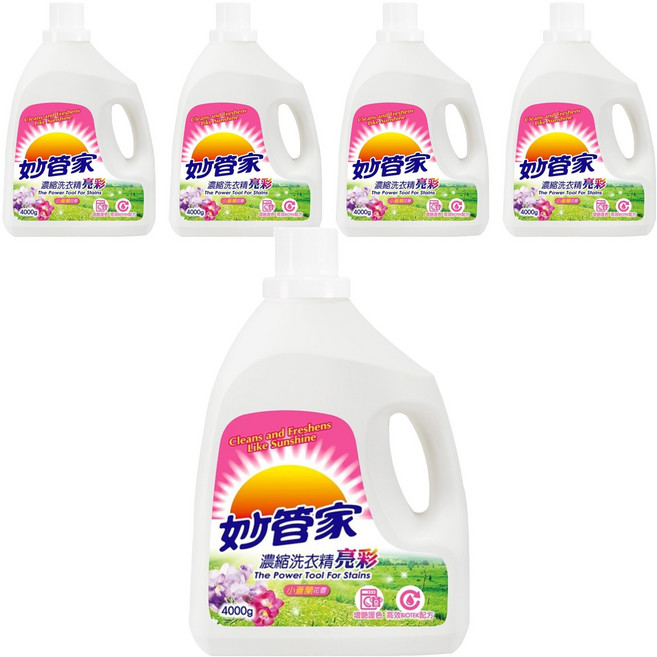 Magic Amah 妙管家 濃縮洗衣精 亮彩 小蒼蘭花香, 4kg, 5桶