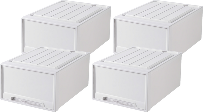 小麥購物 加厚抽屜式整理箱, 純白, 4個