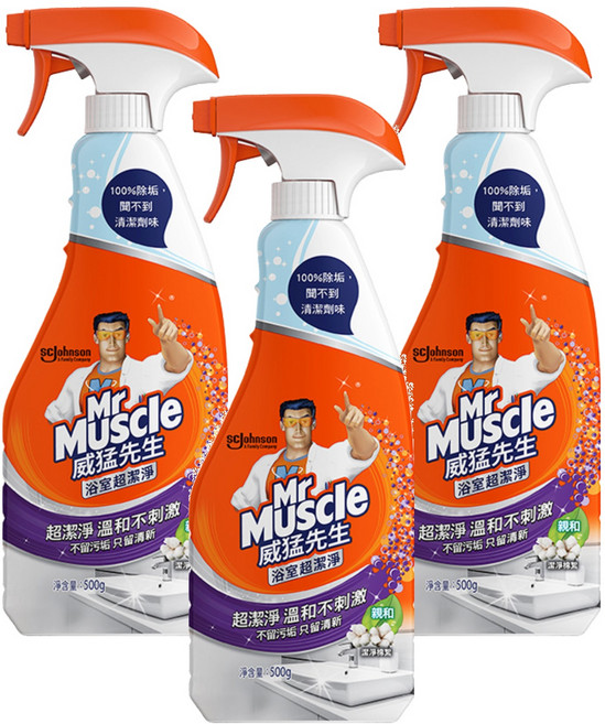 Mr Muscle 威猛先生 浴室全效清潔劑 噴槍瓶, 500g, 3瓶