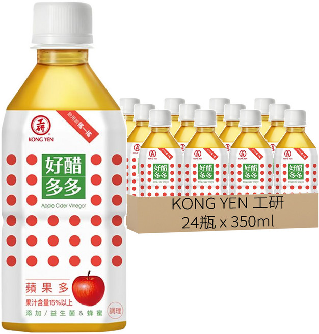 KONG YEN 工研 蘋果即飲醋, 350ml, 24瓶