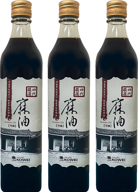 KOWEI 可味 嚴選麻油 520ml 台灣產, 3瓶