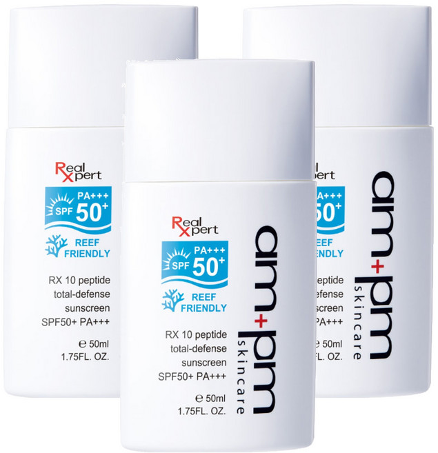 NARUKO 牛爾 am pm 台灣公司貨 skincare RX10胜肽極效防曬液 海洋友善 SPF50+ PA+++, 50ml, 3入