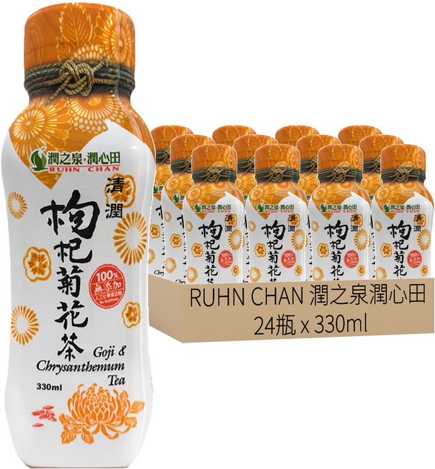RUHN CHAN 潤之泉潤心田 枸杞菊花茶, 330ml, 24瓶