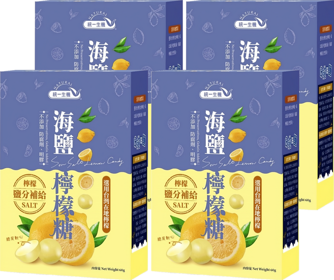 統一生機 海鹽檸檬糖, 60g, 4個