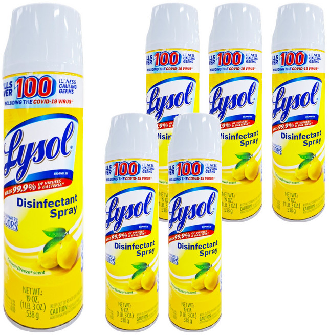 Lysol 來舒 抗菌清潔噴霧 青檸微風, 19oz, 6瓶