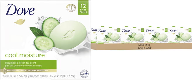 Dove 多芬 清爽水嫩潔膚塊, 12個, 106g