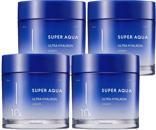MISSHA Super Aqua 玻尿酸保濕霜, 70ml, 4罐