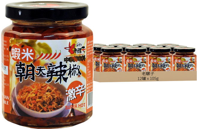 老騾子 蝦米朝天辣椒, 105g, 12罐