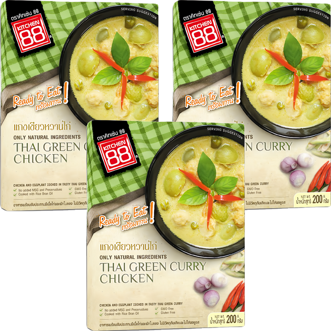 KITCHEN 88 泰式綠咖哩雞即食調理包, 200g, 3盒