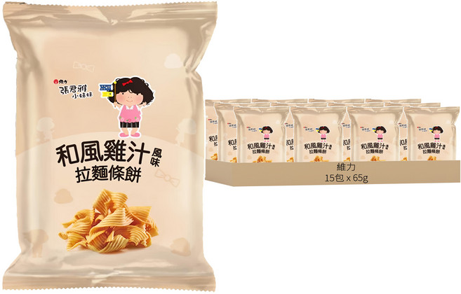 維力 張君雅小妹妹 拉麵條餅 和風雞汁風味, 65g, 15包