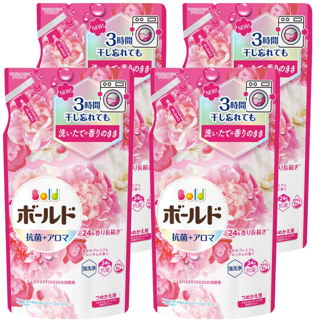 Bold 日本原裝進口 超濃縮衣物芳香洗衣精補充包 花束香, 400g, 4包