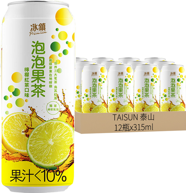 TAISUN 泰山 冰鎮檸檬泡泡果茶, 315ml, 12瓶