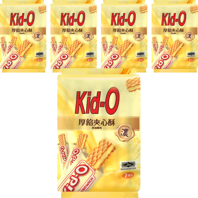 Kid-O 厚餡夾心酥 奶油風味, 91g, 5袋