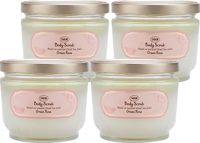 SABON 全新升級 身體磨砂膏 以色列綠玫瑰, 4罐, 600g