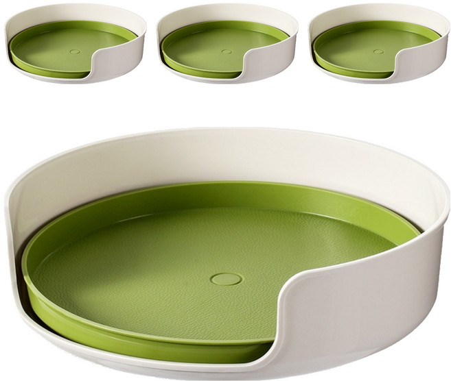 FaSoLa 日本多用途 360度旋轉盤 直徑27.8cm, 綠色 + 白色, 4個