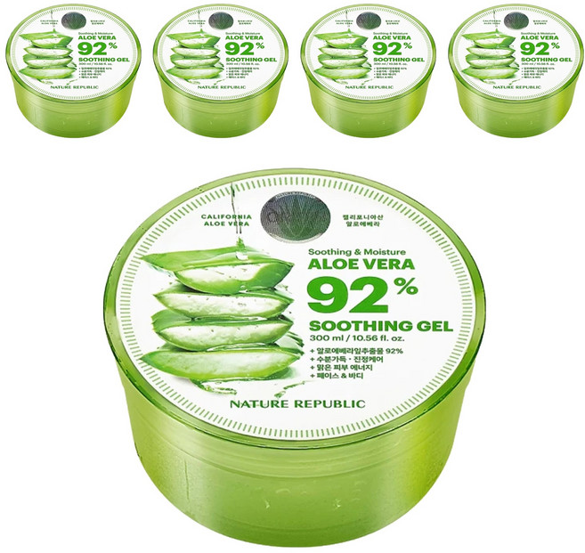 NATURE REPUBLIC 92% 蘆薈保濕凝膠 300ml, 5罐
