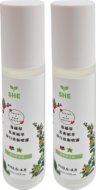 SHE 蔓越莓私密植萃淨白清新噴霧 微涼型 PH3.5-4.5 50mL, 2瓶