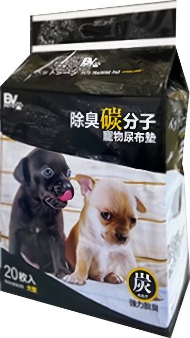 BV PETS 寵物生活家 寵物尿布墊 竹炭款 強力脫臭 適用於犬、貓等家庭寵物, 20片, 1包