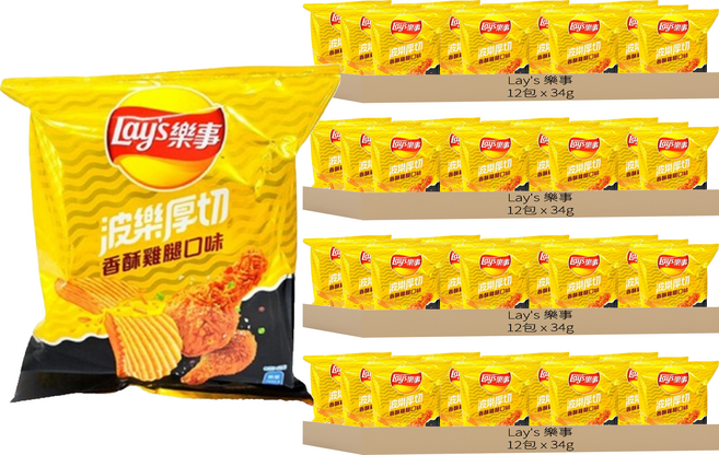 Lay's 樂事 洋芋片 香酥雞腿口味, 34g, 48包