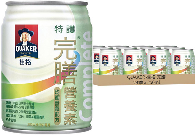 QUAKER 桂格 完膳 特護低糖, 250ml, 24罐