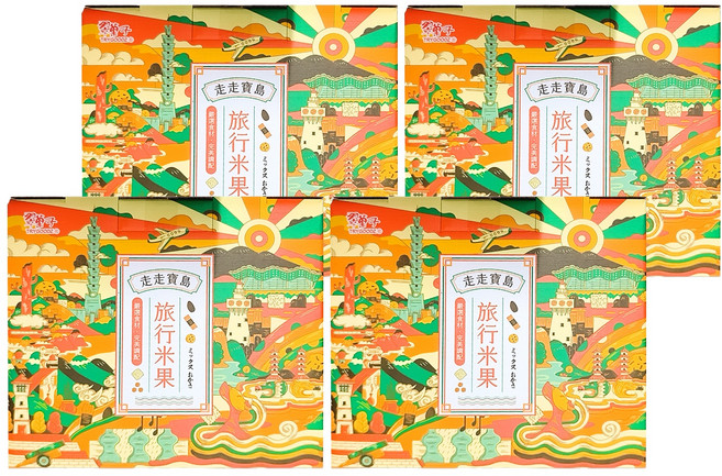 TRYGOODZ 翠菓子 走走寶島旅行米果禮盒 20g 25包, 鹽味杏仁 + 醬燒米果 + 角小酥 + 海苔卷 + 原味米香, 4盒