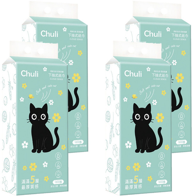 Chuli 初梨 下抽式紙巾, 1入, 4包
