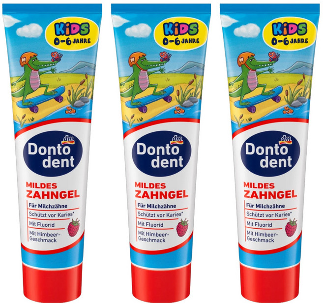 dm Dontodent 兒童牙膏, 100ml, 3條