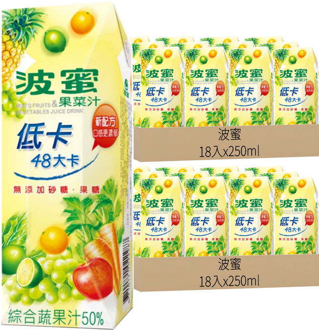 波蜜 低卡果菜汁, 250ml, 36入