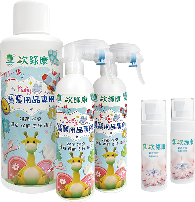 次綠康 腸病毒專用 寶寶用品專用奢華款 水漾乾洗手 1L + 0.35L + 0.35L + 0.06L + 0.06L 5瓶, 1.82L, 1組