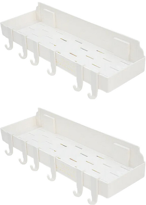 日本SP SAUCE壁掛式黏貼置物架 小 29.2 x 9.2 x 4.9cm 136g, 白色, 2個