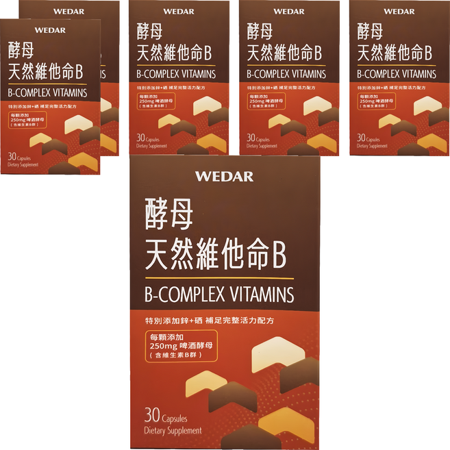 WEDAR 薇達 酵母天然維他命B, 18g, 30顆, 6盒