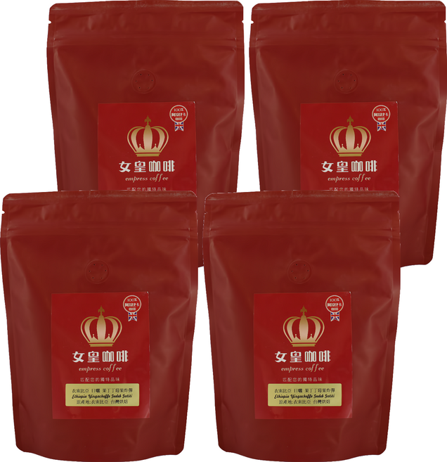 女皇咖啡 莊園冠軍豆系列 耶加雪菲 日曬 果丁丁莓果炸彈 全豆, 咖啡豆(無研磨), 227g, 4包