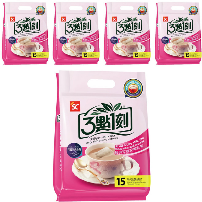 3點1刻 經典玫瑰花果奶茶, 20g, 15包, 5袋