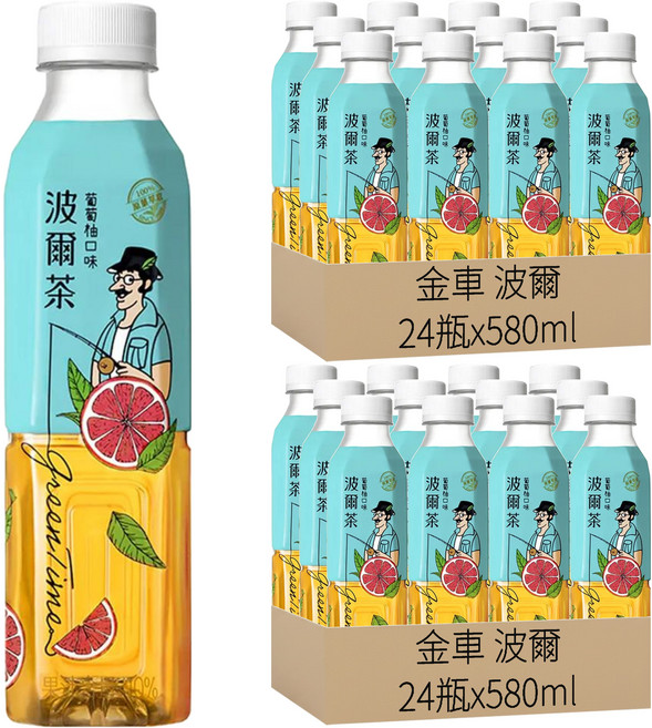 金車 波爾 波爾茶 葡萄柚風味, 580ml, 48瓶